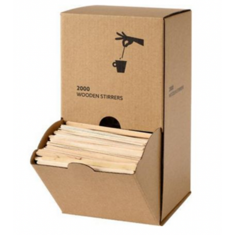 Agitateur bois 110mm en boite distributrice - Le carton de 10 paquets de 1000
