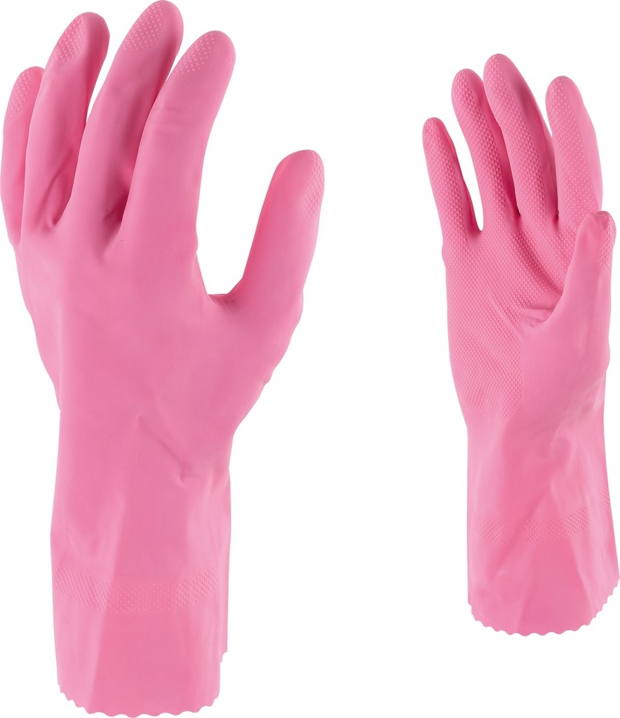 Gants de ménage latex Rose taille 8/9 L - Le sachet de 12 paires