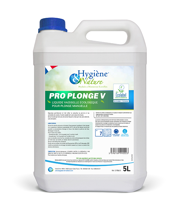 Plonge manuelle Pro Plonge V liquide vaisselle à la main Ecocert 5L - Le bidon (2 par carton)