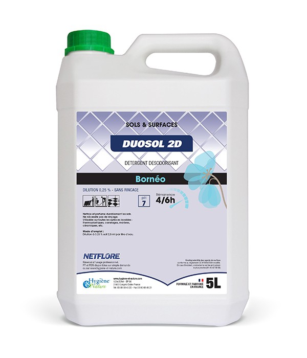 Détergent désodorisant 2D sols &amp; surfaces Duosol® citron/citron vert 5L - Le bidon (2 par carton)