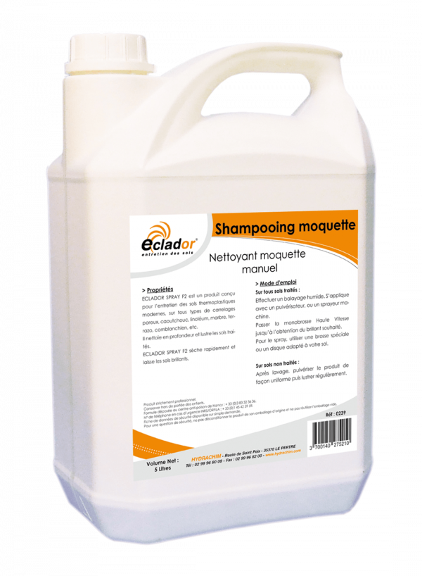 Shampoing moquette manuel ou monobrosse injection extraction Eclador® 5L - Le bidon