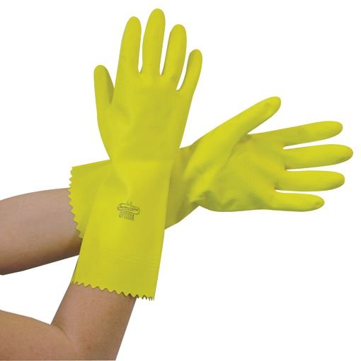 Gants de ménage latex Jaune taille 7/8 M - Le sachet de 12 paires