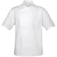 Veste de cuisine manches courtes blanche 100% coton (taille à la demande)