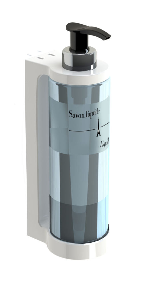 Distributeur savon et gel hydroalcoolique à réservoir 300ml rechargeable Blanc