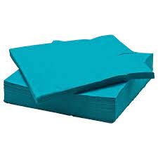 Serviette de table papier 40x40 Turquoise - Le carton de 1440