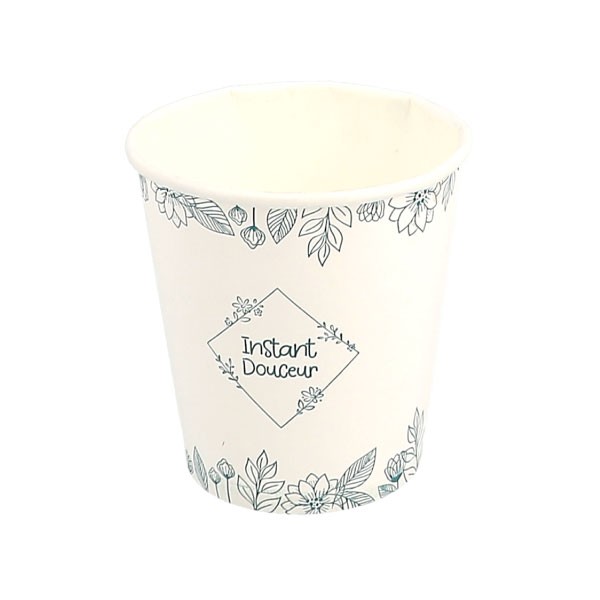 Gobelet 4oz 10cl Kraft Blanc 'Instant Douceur' - Le carton de 1000 (20 paquet de 50)