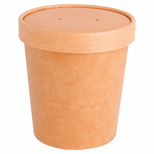Pot avec couvercles 480 ml 340 + 18 PE, 9.8/7.5x10cm Naturel Kraft   X250