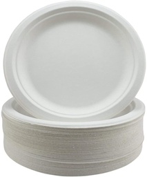 [AR00579] Assiette bagasse blanche Ø18cm - Le sachet de 50
