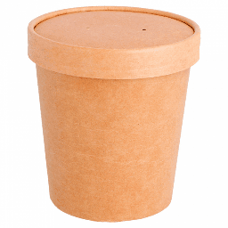 [AR01210] Pot avec couvercles 480 ml 340 + 18 PE, 9.8/7.5x10cm Naturel Kraft   X250